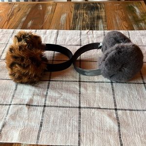J. Crew Faux Fur Ear Muffs in Brown and Gray